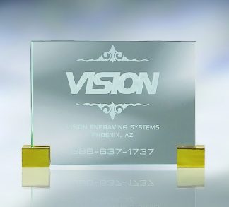 Plaque w/ Brass Corners – Medium Awards - Jade Glass Plaque