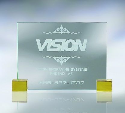 Plaque w/ Brass Corners – Medium Awards - Jade Glass Plaque