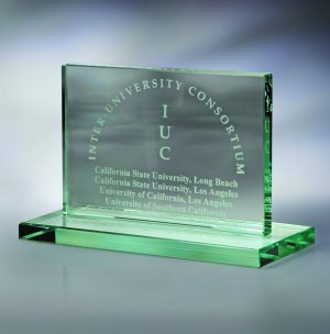 Horizontal Plaque w/Base – Small Awards - Jade Glass Plaque