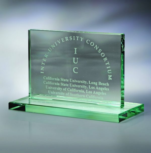 Horizontal Plaque w/Base 6 inch Awards - Jade Glass Plaque