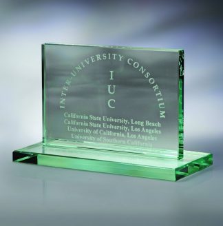Horizontal Plaque w/Base – Medium Awards - Jade Glass Plaque