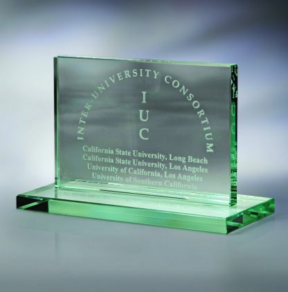 Horizontal Plaque w/Base 7 inch Awards - Jade Glass Plaque