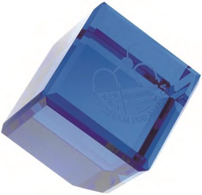 Blue Standing Cube – Medium Paperweights - Crystal Medium