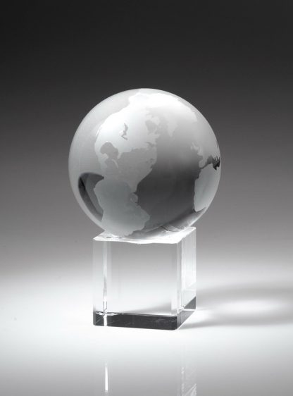 Globe on Cube w/ Line – 110mm, Large Awards - Crystal Globe Large
