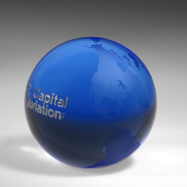 Blue Globe – 60mm, small Paperweights - Crystal Small