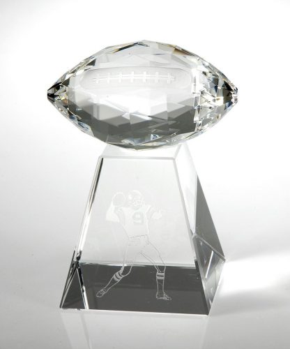 Faceted Football w/ Tall Base – Medium Awards - Crystal Football Medium