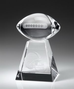 Clear Football w/ Tall Base – Large Awards - Crystal Large