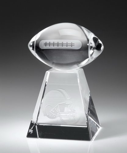 Clear Football w/ Tall Base – Large Awards - Crystal Football Large