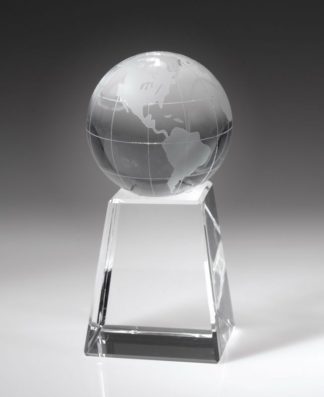 Globe w/ Tall Base – Medium Awards - Crystal Globe Medium