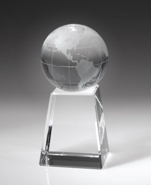 Globe w/ Tall Base – Medium Paperweights - Crystal Medium