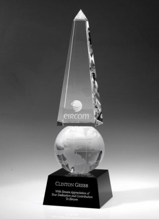 Monumental Globe Obelisk – Small Awards - Crystal Small