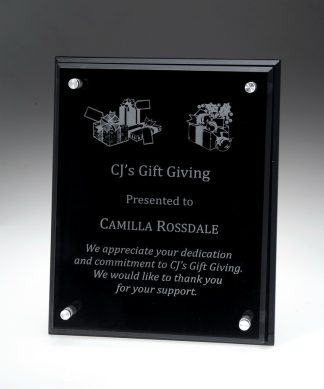 Black Glass Plaque w/ Glass Plaques - Black Glass Glass