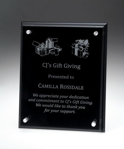Black Glass Plaque w/ Glass Plaques - Black Glass Glass