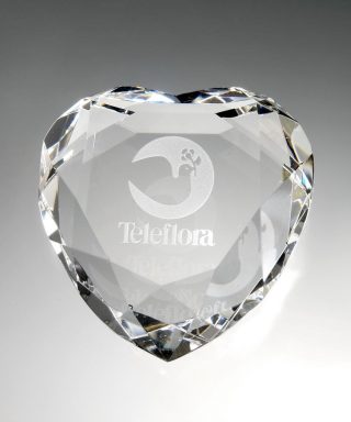 Faceted Heart Paperweights - Crystal Heart
