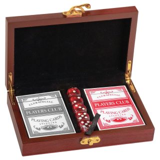 Rosewood Finish Card and Dice Set Games Card