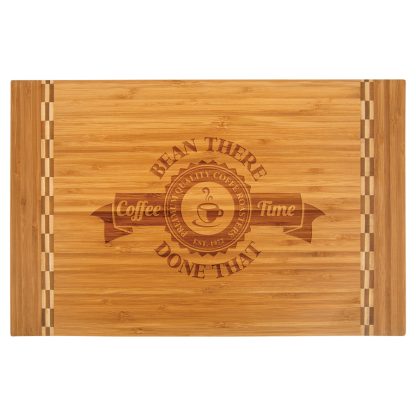 18 inch x 12 inch Bamboo Cutting Board with Butcher Block Inlay Cutting Boards Bamboo