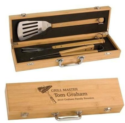 Wood – Bamboo BBQ Set in Bamboo Case 3-Piece BBQ Items Bamboo