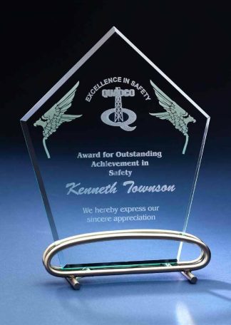 Small Stainless Steel Oval Award Awards - Marble Oval