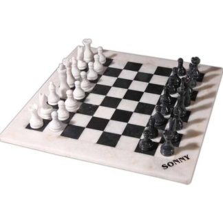 Marble Chess Board White and Black Games white