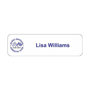 Plastic Name Tag, blue and white