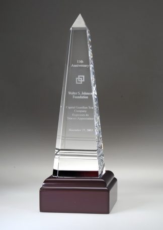 Grooved Obelisk – Small, Optical Crystal Awards - Crystal Small