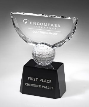 Crowned Golf Trophy – Medium Awards - Crystal Medium