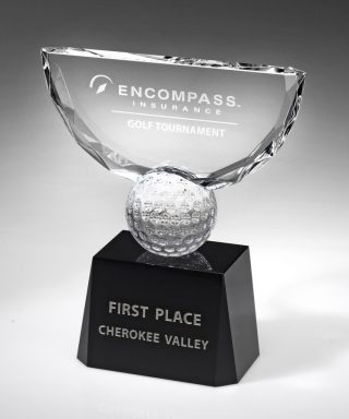 Crowned Golf Trophy – Large Awards - Crystal Large