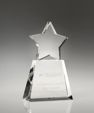 Clear Star on Clear Base – Small Awards - Crystal Star