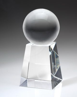 Glaze Ball w/ Tall Base – Large, Optical Crystal Paperweights - Crystal Large