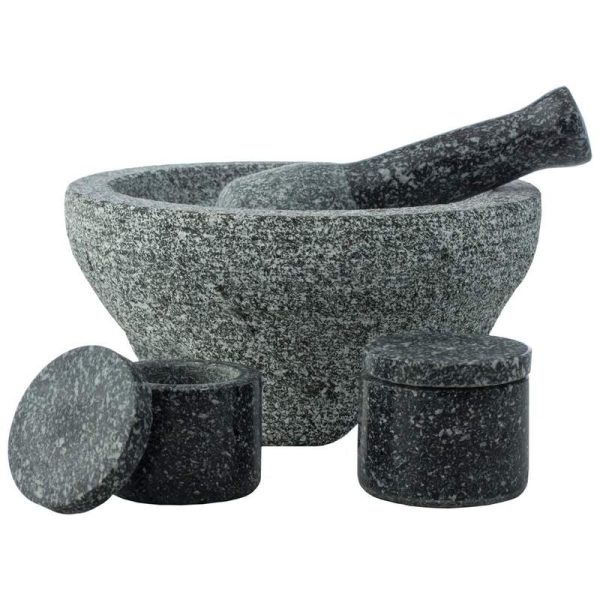 HealthSmart 4pc Granite Molcajete Set Kitchen Gifts Mortar