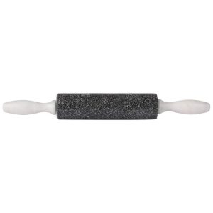Charcoal colored Granite Rolling Pin with white Marble Handles. Kitchen Gifts Handles