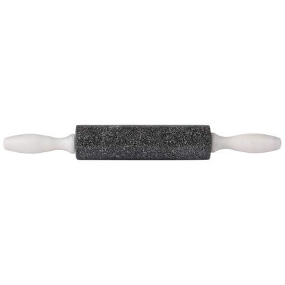 Charcoal colored Granite Rolling Pin with white Marble Handles. Kitchen Gifts colored